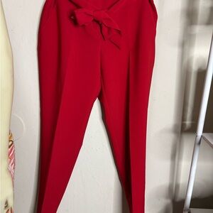 New York & Company Red Tie-Front Skinny Pants